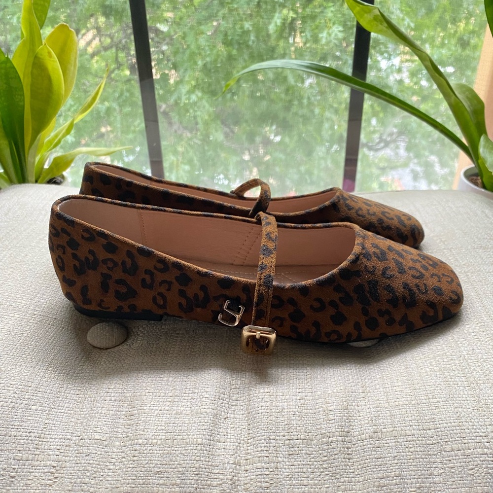 Women’s Fashion Square Toe Leopard Print Slip On Flats Size 11US 27cm - Picture 3 of 7